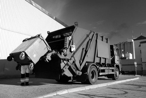 Demolition site in Cricklewood with waste removal equipment