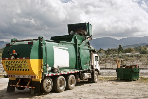 Residential skip placement in a Cricklewood backyard