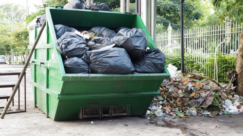 Waste being loaded into a skip in Cricklewood